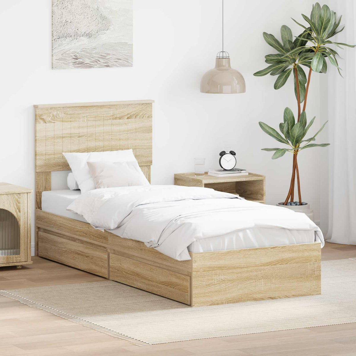 vidaXL Storage Bed with Drawer Engineered Wood Length 190 cm