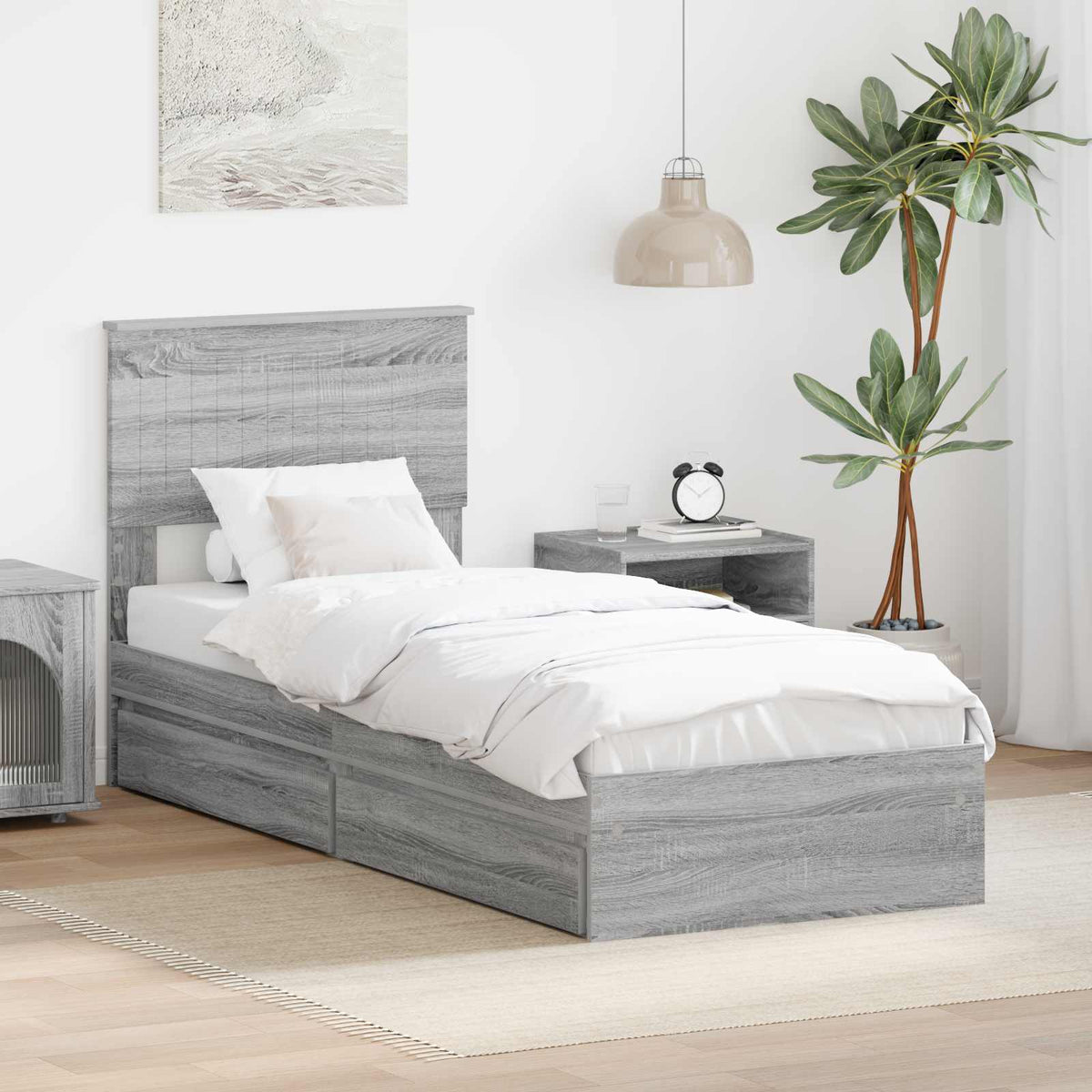 vidaXL Storage Bed with Drawer Engineered Wood Length 190 cm