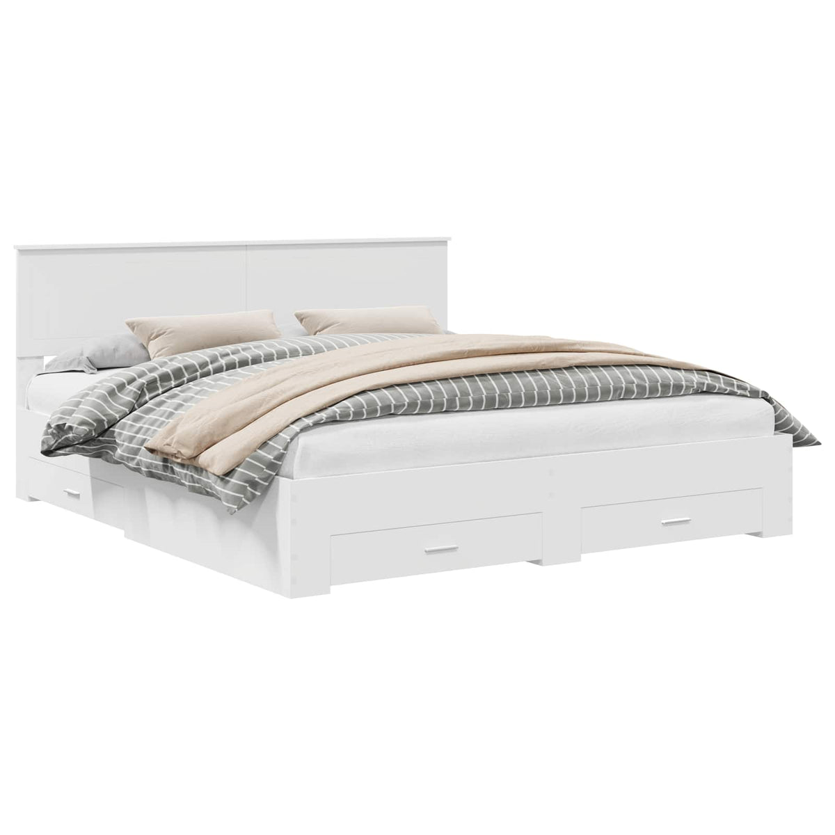 Bed Frame with Drawer Engineered Wood Length 200 cm White 180 cm