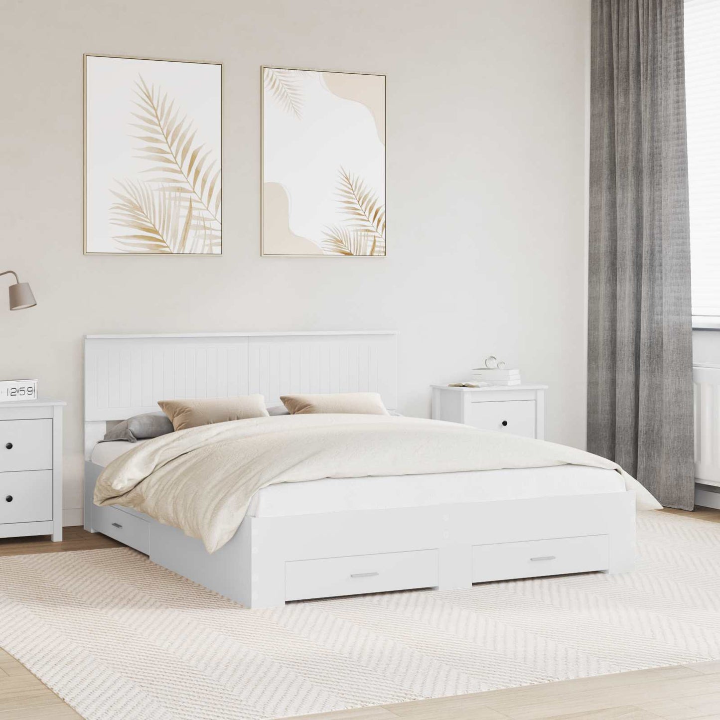 vidaXL Bed Frame with Drawer White 160 x 200 cm Engineered Wood 1