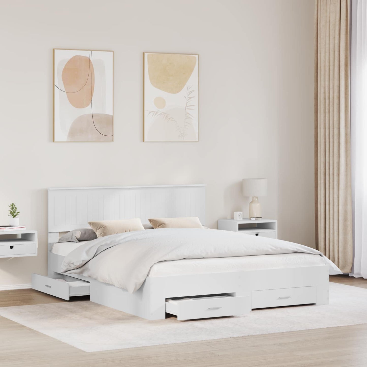 vidaXL Bed Frame with Drawer White 160 x 200 cm Engineered Wood 3