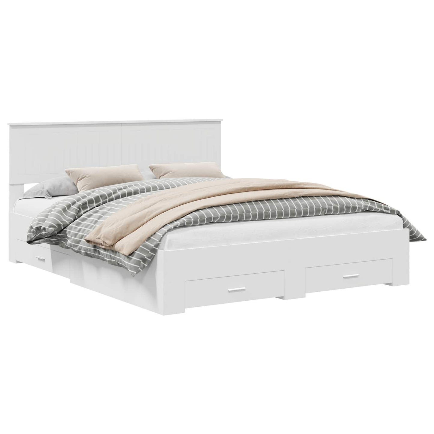 vidaXL Bed Frame with Drawer White 160 x 200 cm Engineered Wood 2
