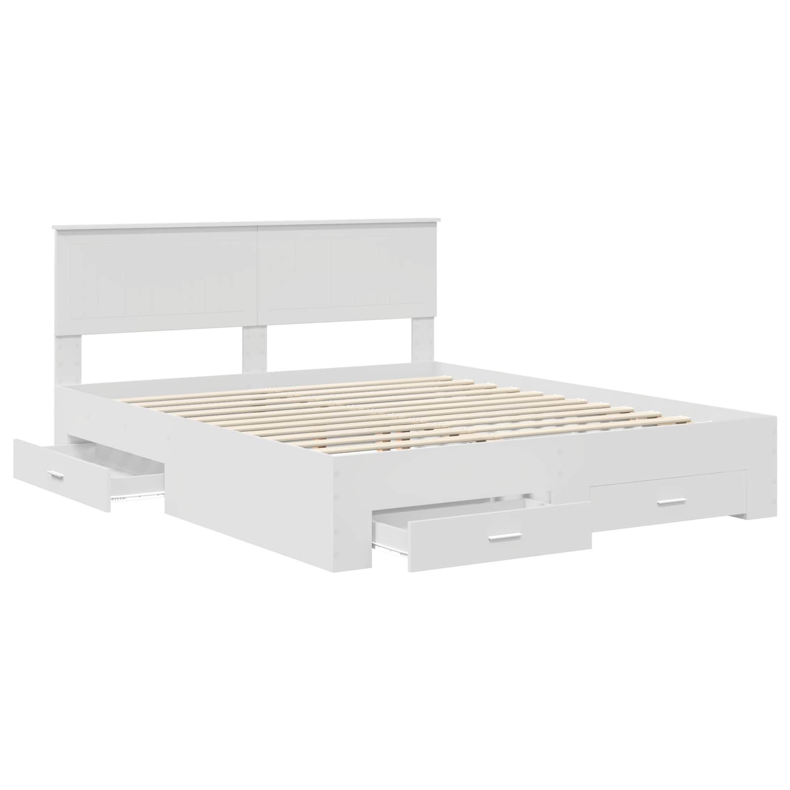 vidaXL Bed Frame with Drawer White 160 x 200 cm Engineered Wood 5