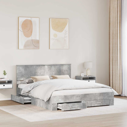 vidaXL Bed Frame Concrete Grey 160 x 200 cm Engineered Wood 3