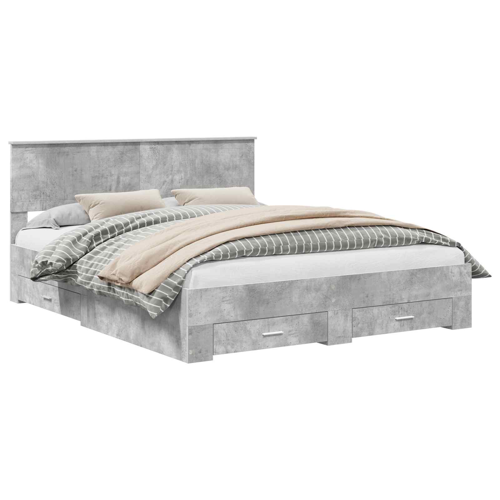 vidaXL Bed Frame Concrete Grey 160 x 200 cm Engineered Wood 2