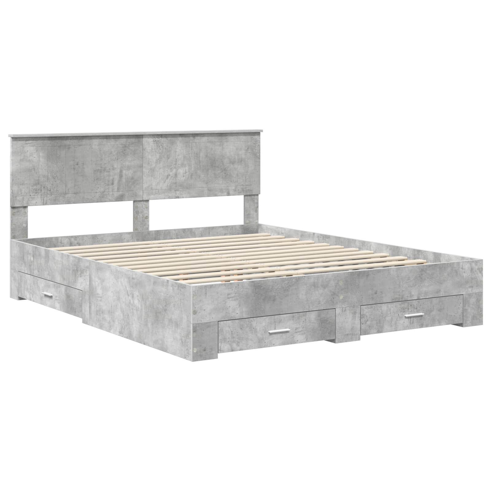 vidaXL Bed Frame Concrete Grey 160 x 200 cm Engineered Wood 4
