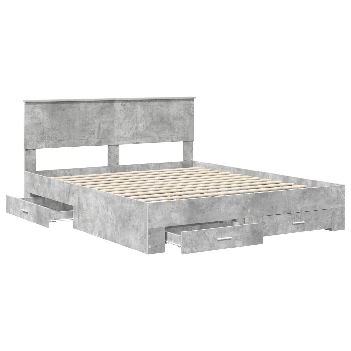 vidaXL Bed Frame Concrete Grey 160 x 200 cm Engineered Wood 5