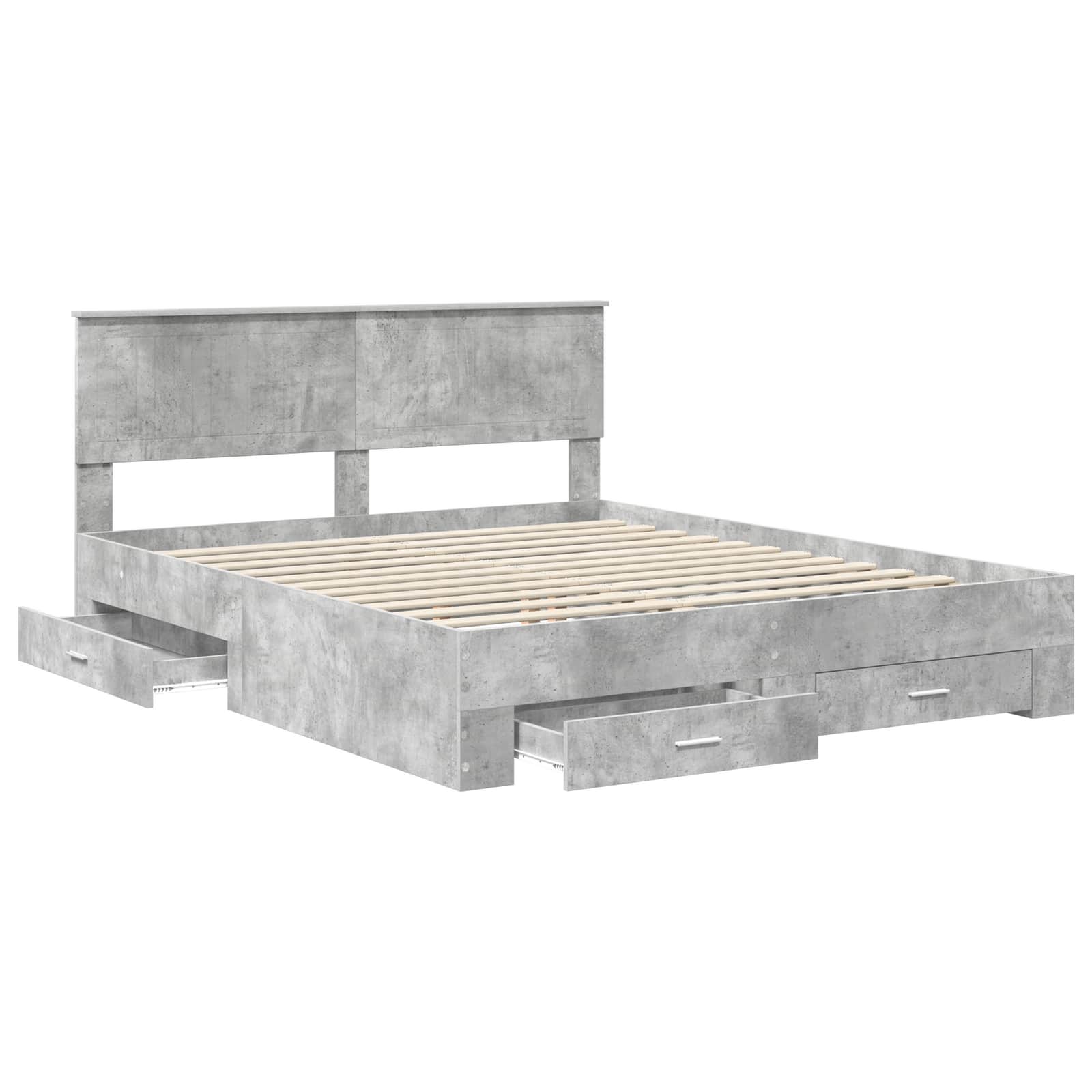 vidaXL Bed Frame Concrete Grey 160 x 200 cm Engineered Wood 5