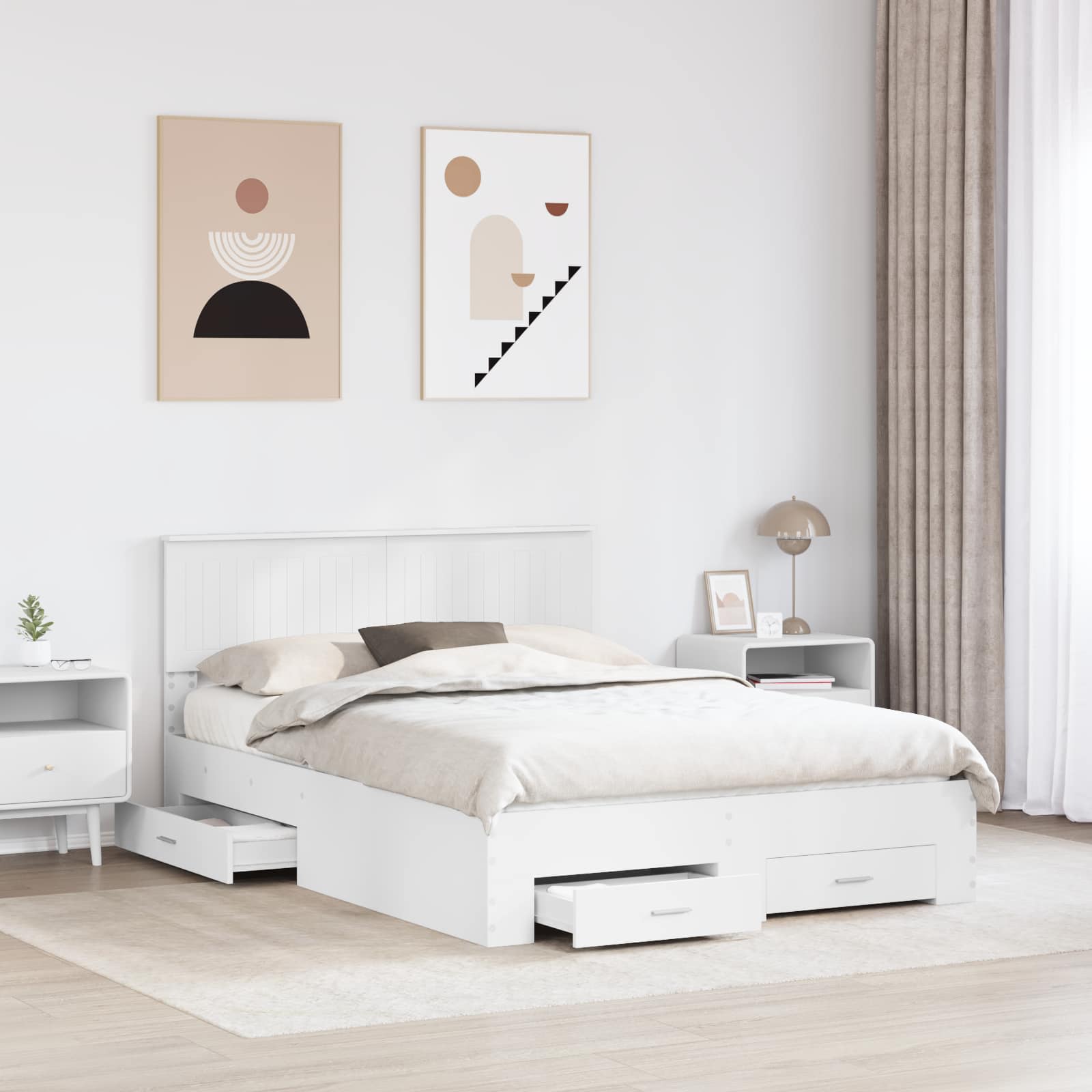 vidaXL Bed Frame with Drawer White 140 x 200 cm Engineered Wood 3