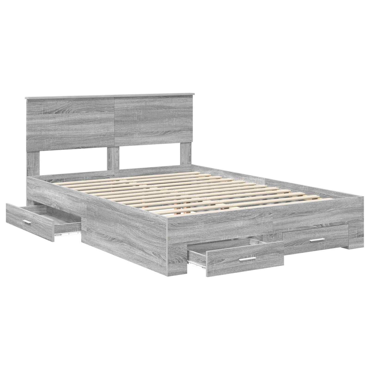 vidaXL Bed Frame with Drawer Grey Sonoma 140 x 200 cm Engineered Wood 5
