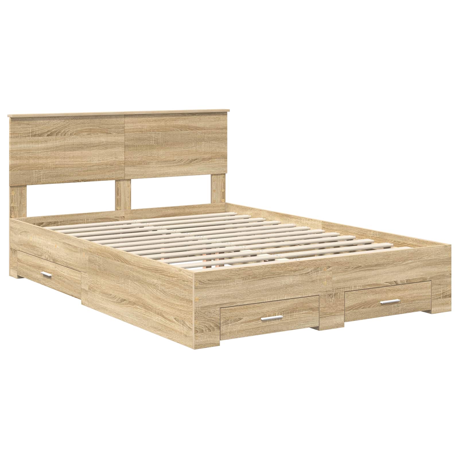 vidaXL Bed Frame with Drawer Sonoma Oak 140 x 190 cm Engineered Wood 4