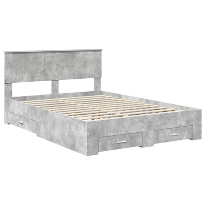 vidaXL Bed Frame Concrete Grey 140 x 190 cm Engineered Wood 4