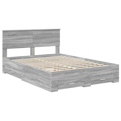 vidaXL Bed Frame with Drawer Grey Sonoma 140 x 190 cm Engineered Wood 4