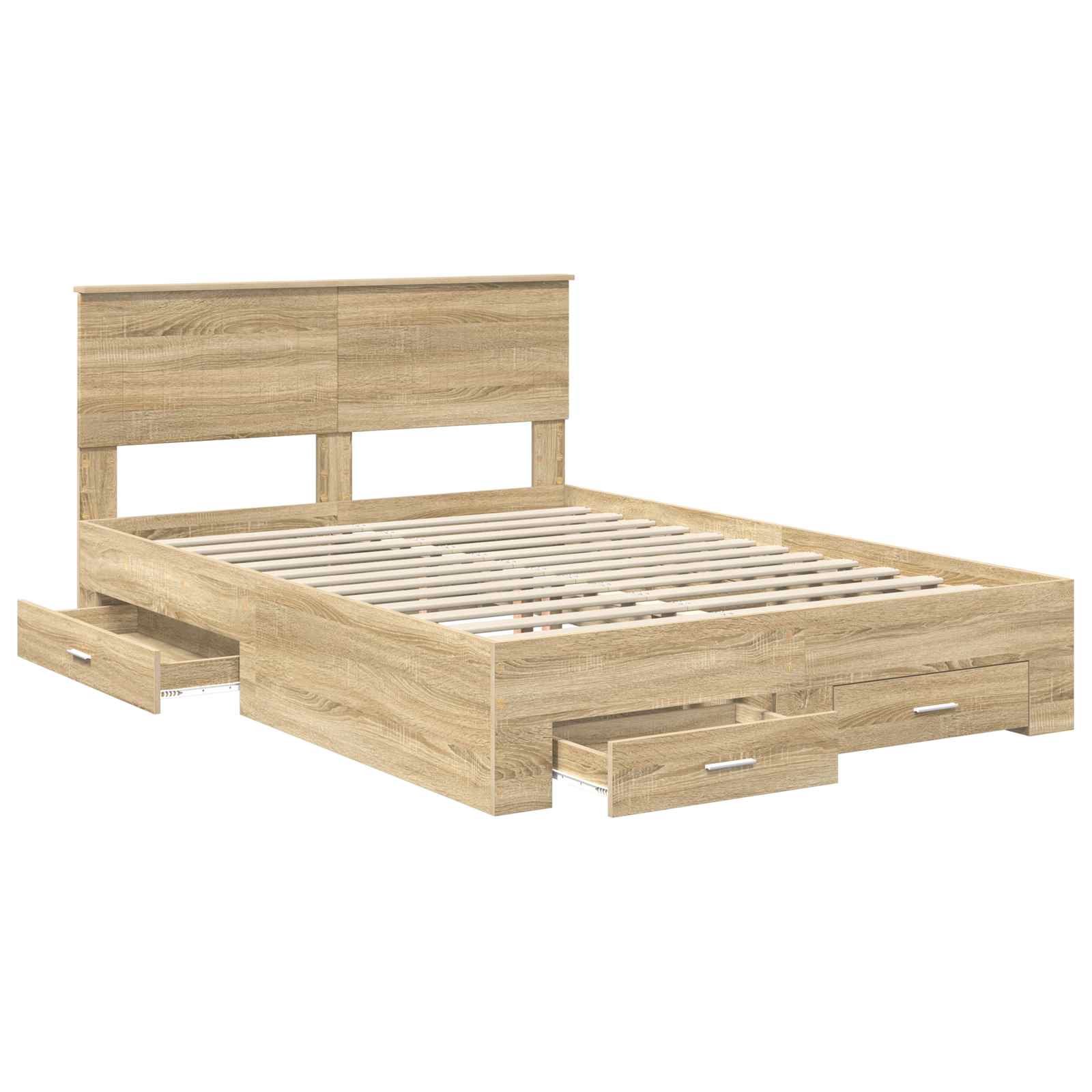 vidaXL Bed Frame with Drawer Sonoma Oak 135 x 190 cm Engineered Wood 5