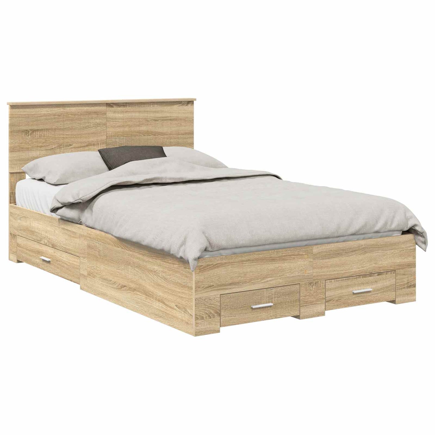 vidaXL Bed Frame with Drawer Sonoma Oak 120 x 200 cm Engineered Wood 2