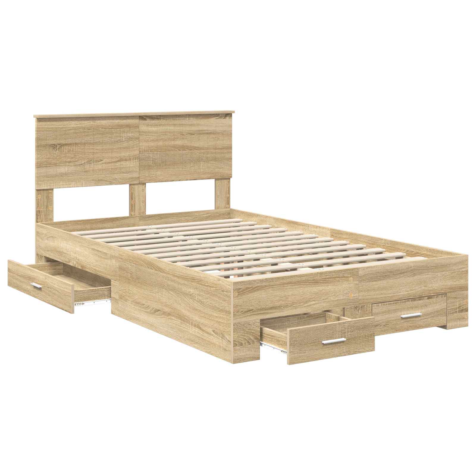 vidaXL Bed Frame with Drawer Sonoma Oak 120 x 200 cm Engineered Wood 5