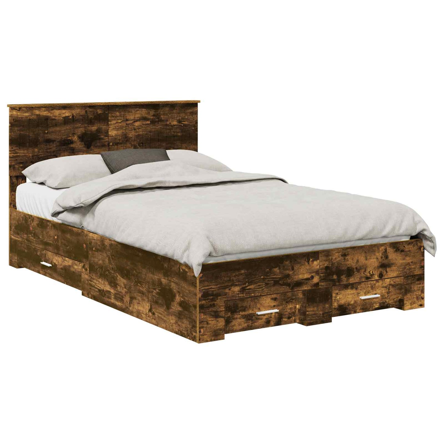 vidaXL Bed Frame with Drawer Smoked Oak 120 x 200 cm Engineered Wood 2
