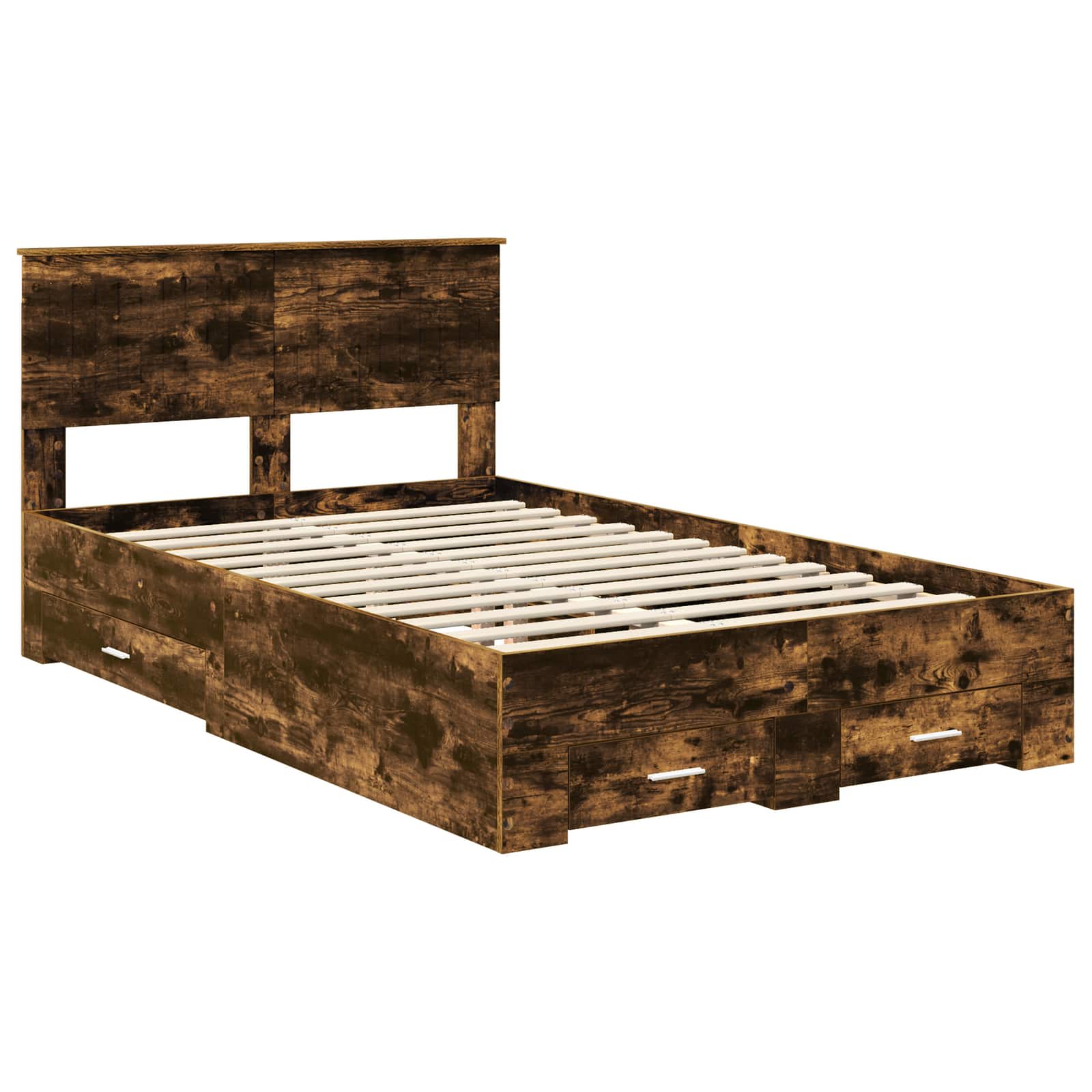 vidaXL Bed Frame with Drawer Smoked Oak 120 x 200 cm Engineered Wood 4