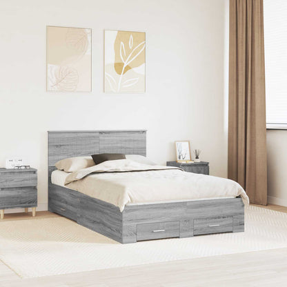 vidaXL Bed Frame with Drawer Grey Sonoma 120 x 200 cm Engineered Wood 1