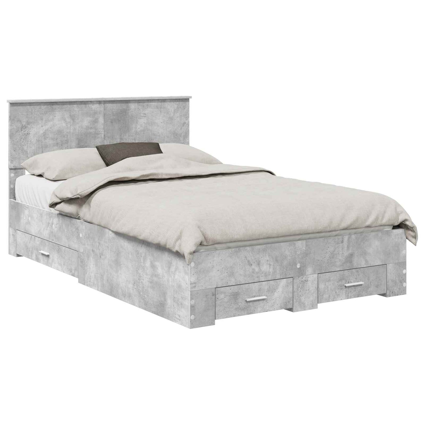 vidaXL Bed Frame Concrete Grey 120 x 190 cm Engineered Wood 2