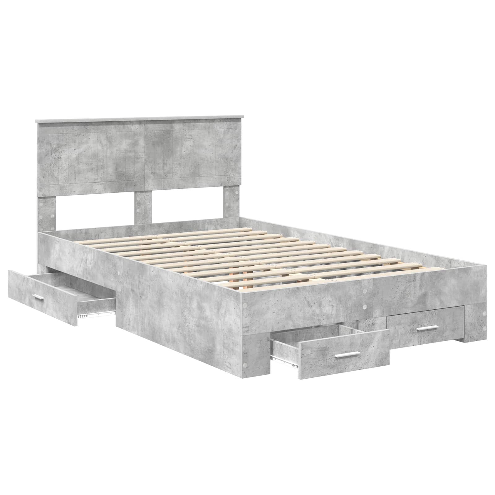 vidaXL Bed Frame Concrete Grey 120 x 190 cm Engineered Wood 5