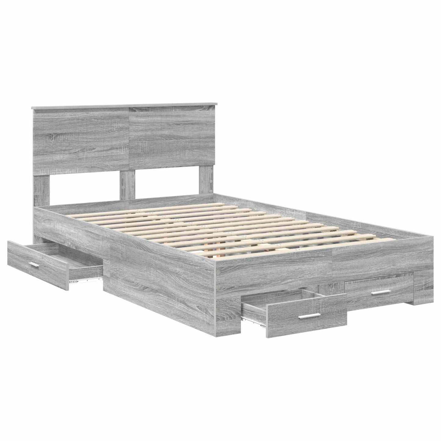 vidaXL Bed Frame with Drawer Grey Sonoma 120 x 190 cm Engineered Wood 5