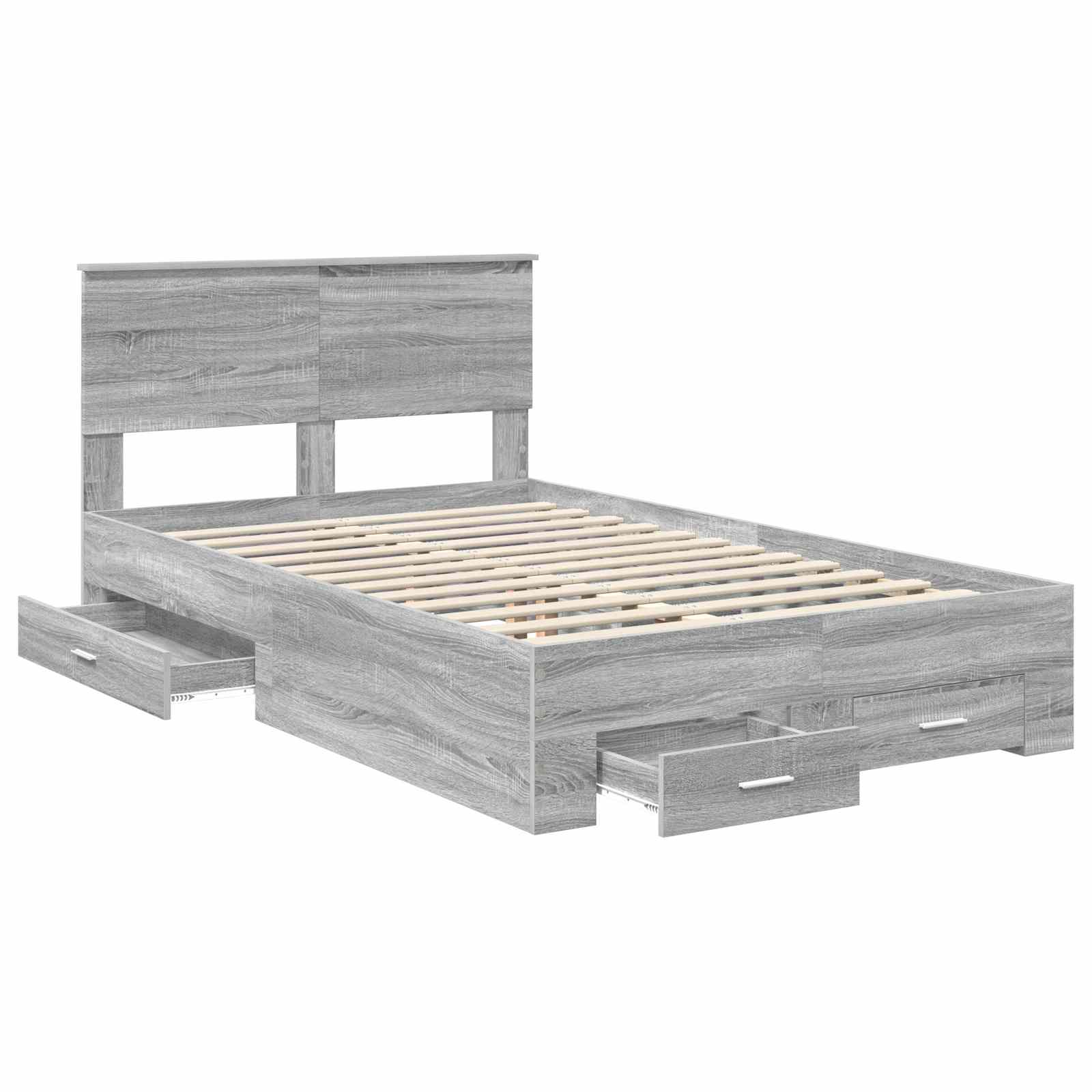 vidaXL Bed Frame with Drawer Grey Sonoma 120 x 190 cm Engineered Wood 5