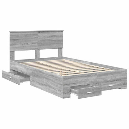 vidaXL Bed Frame with Drawer Grey Sonoma 120 x 190 cm Engineered Wood 5