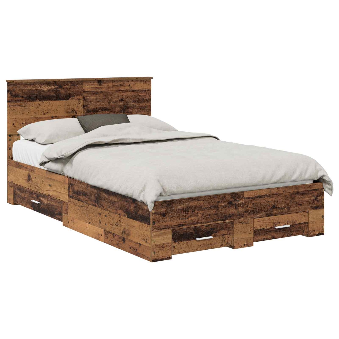 vidaXL Bed Frame with Drawer Old Wood 120 x 190 cm Engineered Wood 2
