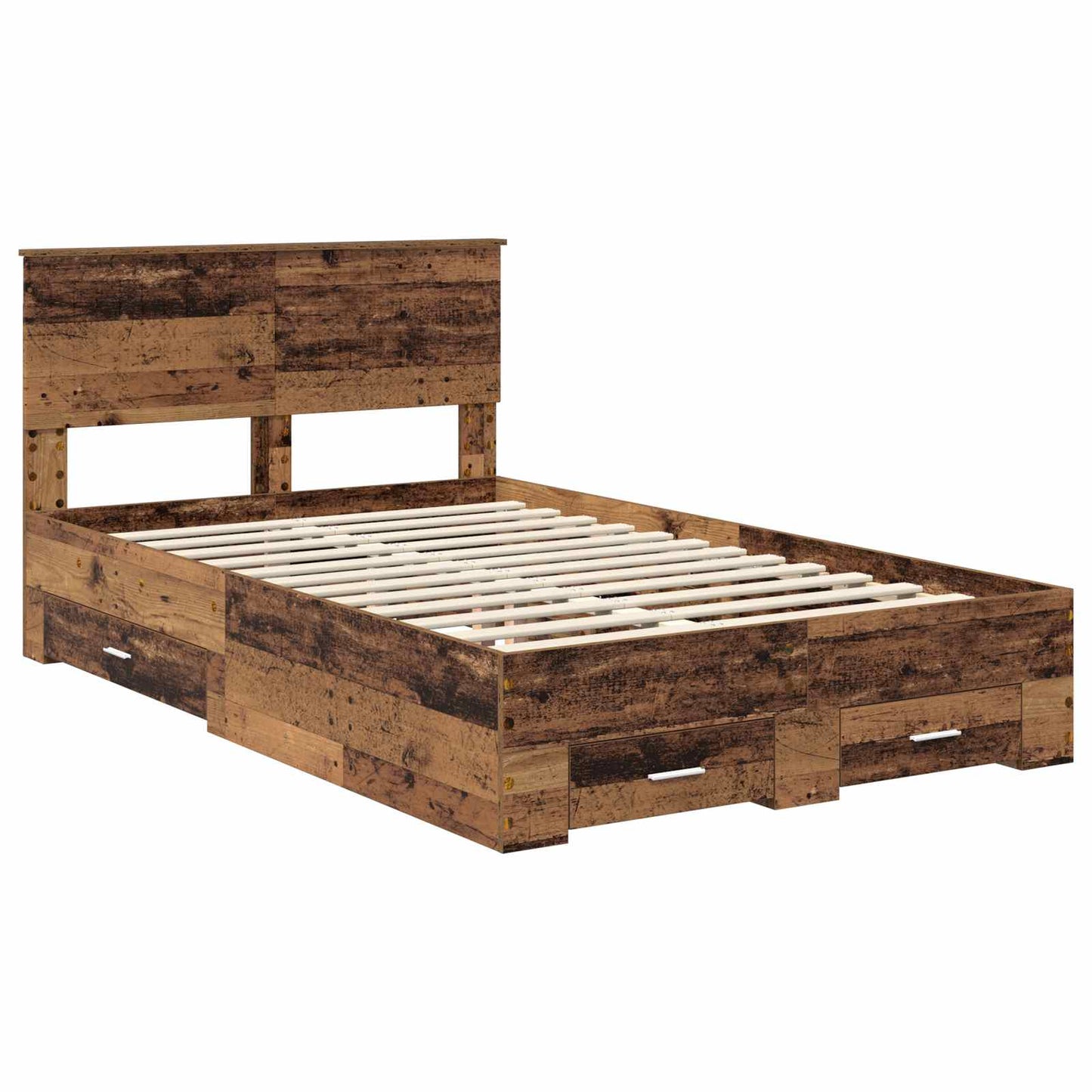 vidaXL Bed Frame with Drawer Old Wood 120 x 190 cm Engineered Wood 4