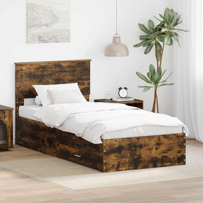 vidaXL Bed Frame Engineered Wood Length 200 cm Smoked oak