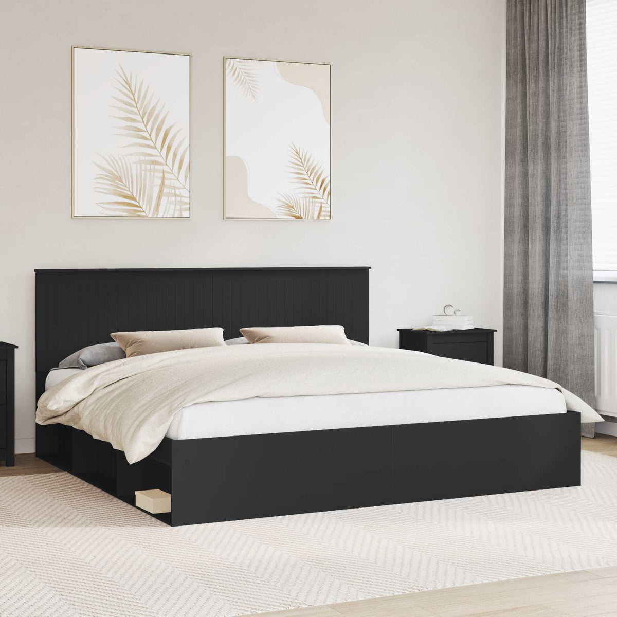 vidaXL Bed Frame 200 x 200 cm Solid Pine Wood Length 200 cm Width 200 cm