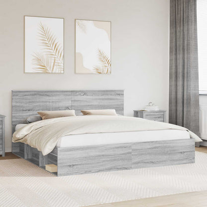 vidaXL Bed Frame Grey Sonoma 200 x 200 cm Solid Pine Wood 1