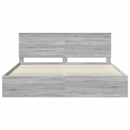 vidaXL Bed Frame Grey Sonoma 200 x 200 cm Solid Pine Wood 6