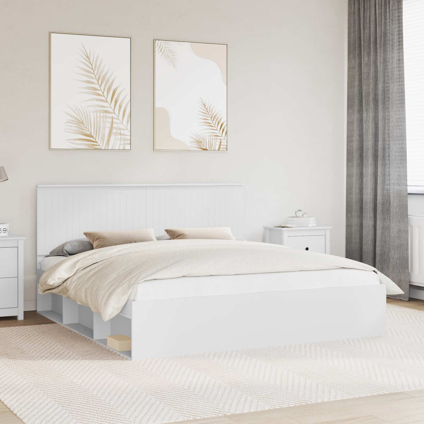 vidaXL Bed Frame with Headboard White 180 x 200 cm Solid Pine Wood 1