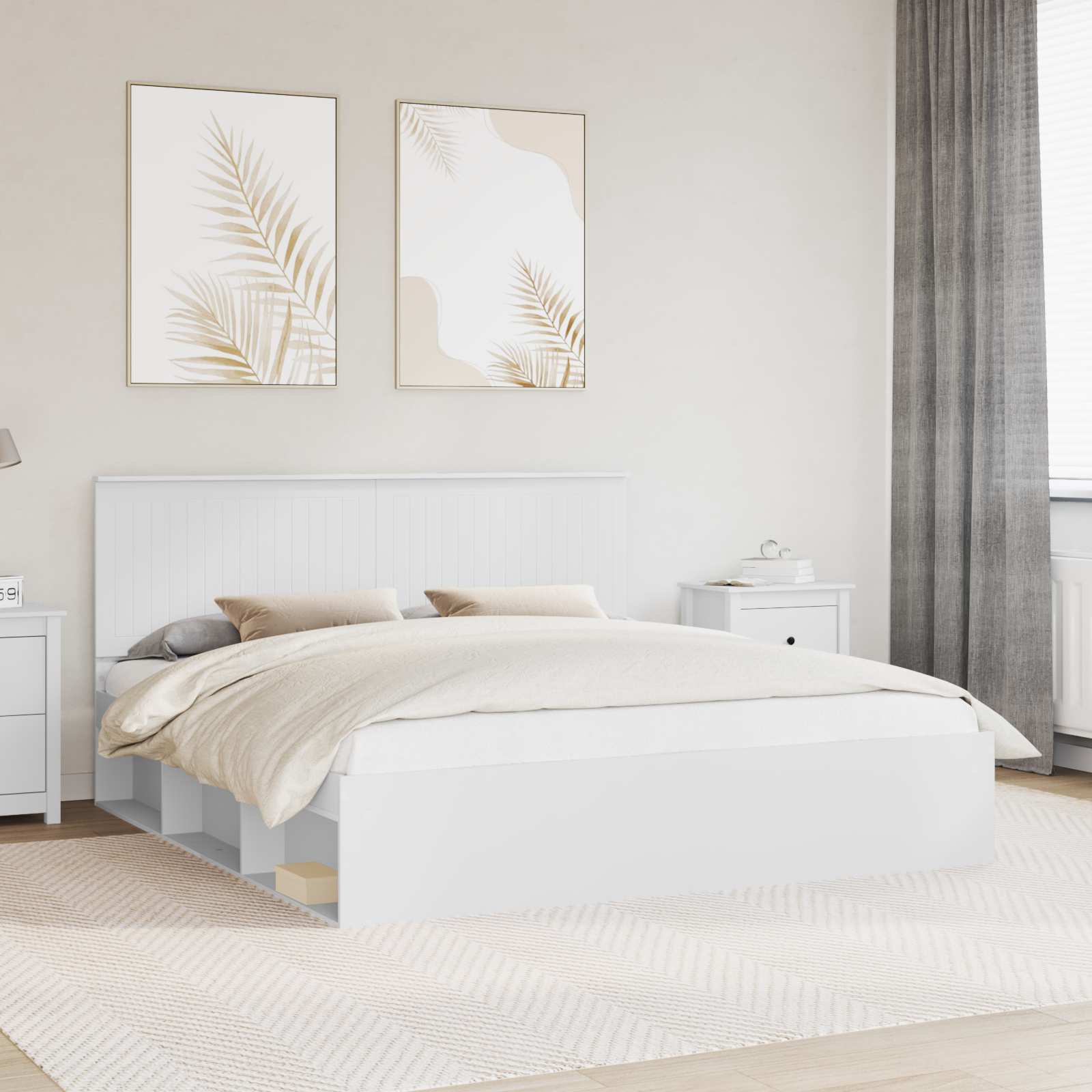 vidaXL Bed Frame with Headboard White 180 x 200 cm Solid Pine Wood 1