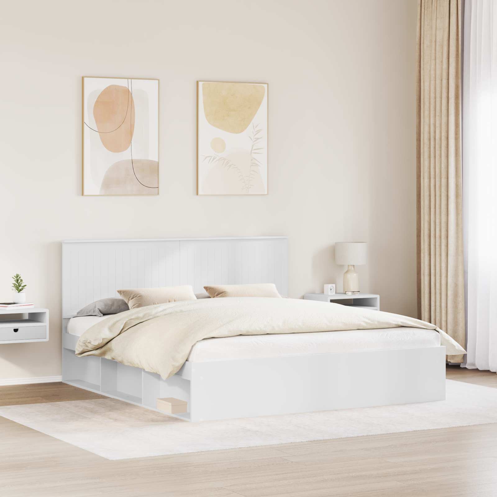 vidaXL Bed Frame with Headboard White 180 x 200 cm Solid Pine Wood 3