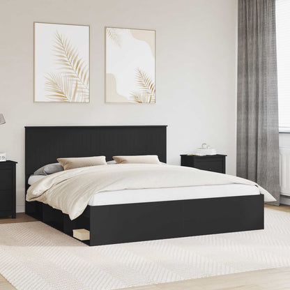 vidaXL Bed Frame with Headboard Black 180 x 200 cm Solid Pine Wood 1