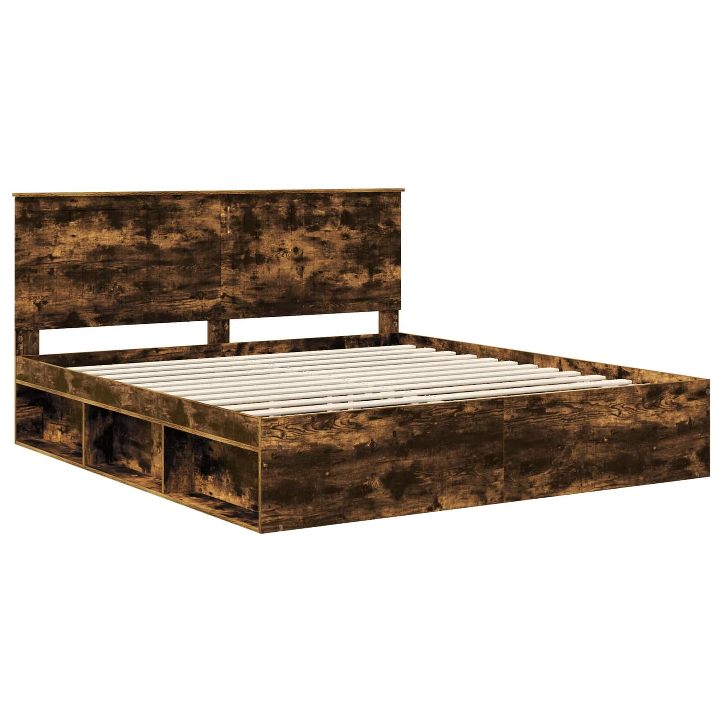 vidaXL Bed Frame Smoked Oak 180 x 200 cm Solid Pine Wood 4