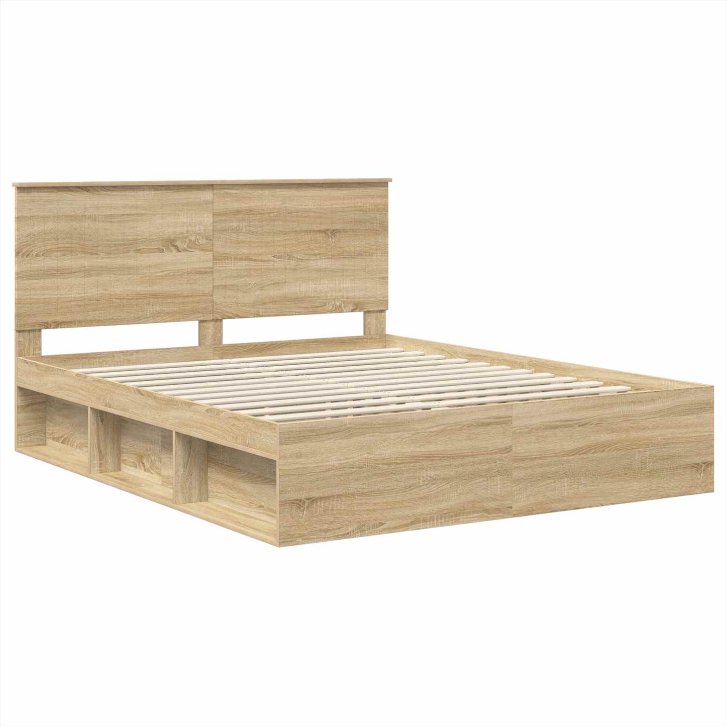 vidaXL Bed Frame with Headboard Sonoma 160 x 200 cm Solid Pine Wood 4