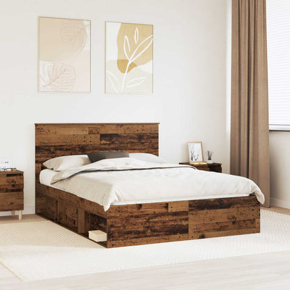 vidaXL Bed Frame with Headboard Old Wood 150 x 200 cm Solid Pine Wood 1