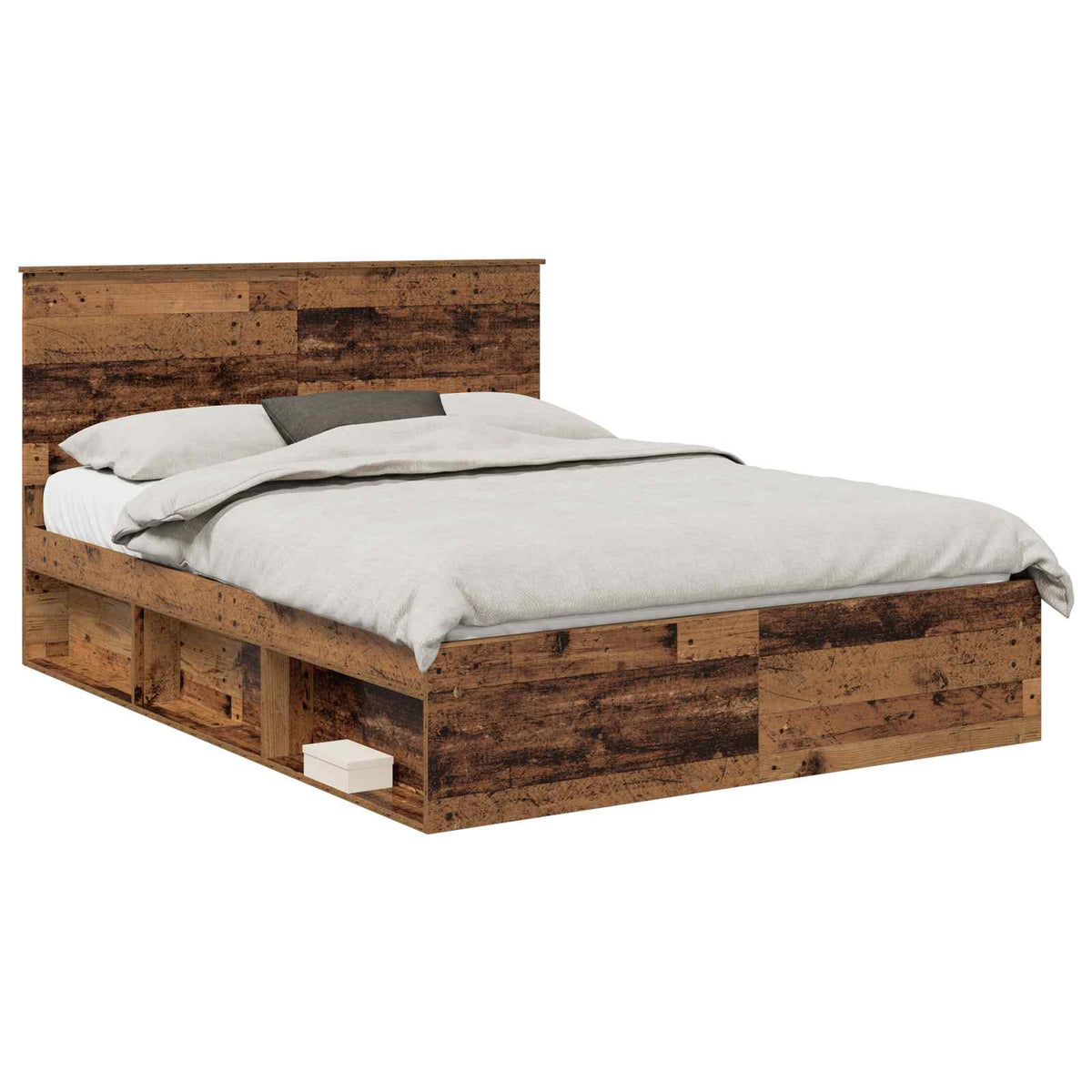 vidaXL Bed Frame with Headboard Old Wood 150 x 200 cm Solid Pine Wood 2