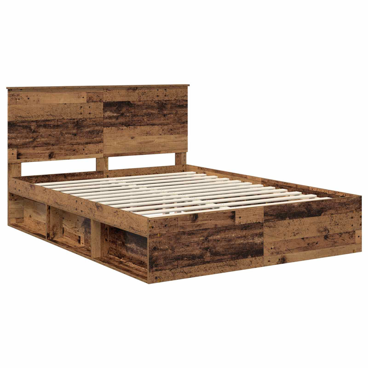vidaXL Bed Frame with Headboard Old Wood 150 x 200 cm Solid Pine Wood 4