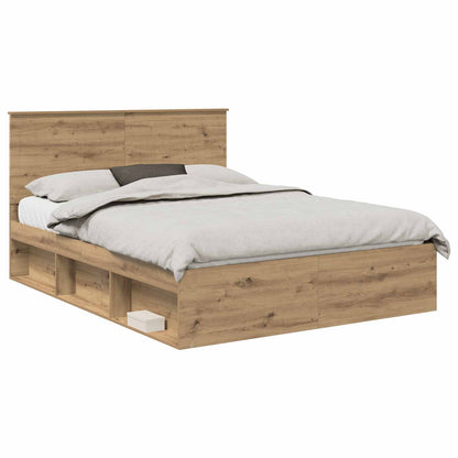 vidaXL Bed Frame Artisan Oak 150 x 200 cm Solid Pine Wood 2