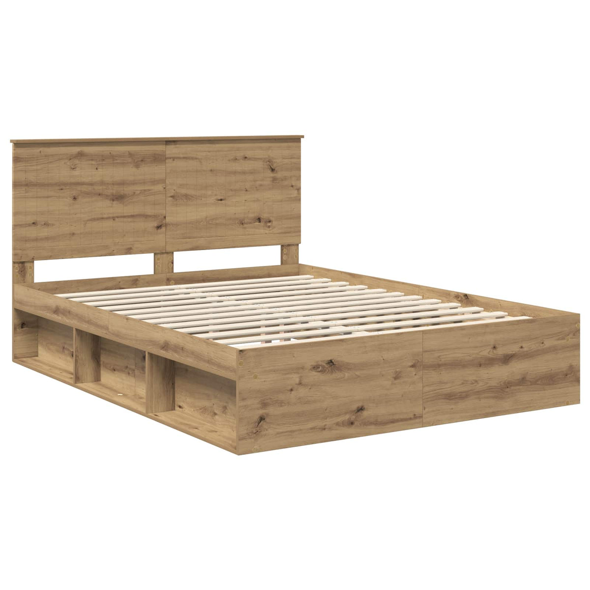vidaXL Bed Frame Artisan Oak 150 x 200 cm Solid Pine Wood 4