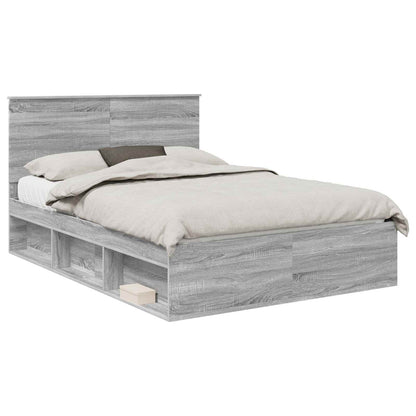 vidaXL Bed Frame Grey Sonoma 135 x 190 cm Solid Pine Wood 2