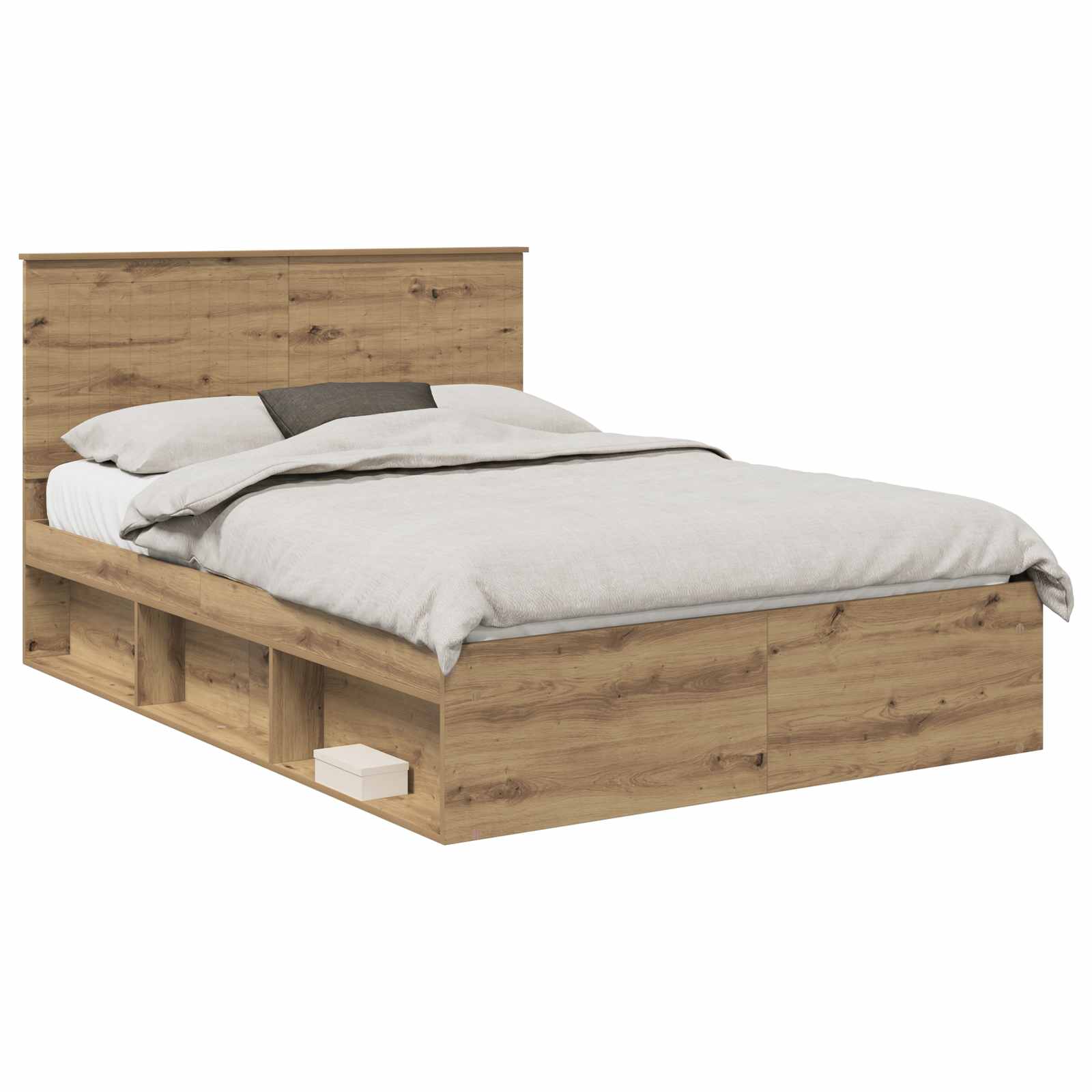 vidaXL Bed Frame Artisian Oak 135 x 190 cm Solid Pine Wood 2