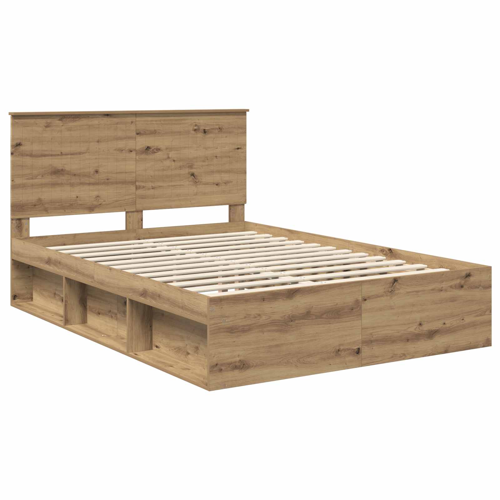 vidaXL Bed Frame Artisian Oak 135 x 190 cm Solid Pine Wood 4