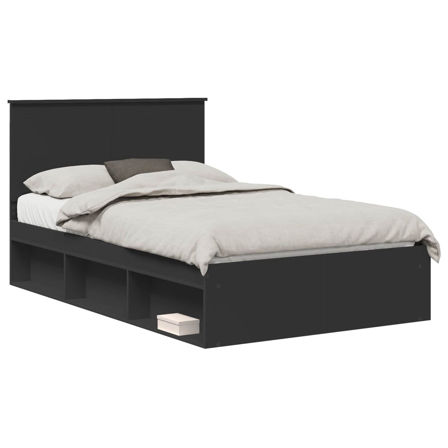 vidaXL Bed Frame with Headboard Black 120 x 200 cm Solid Pine Wood 2