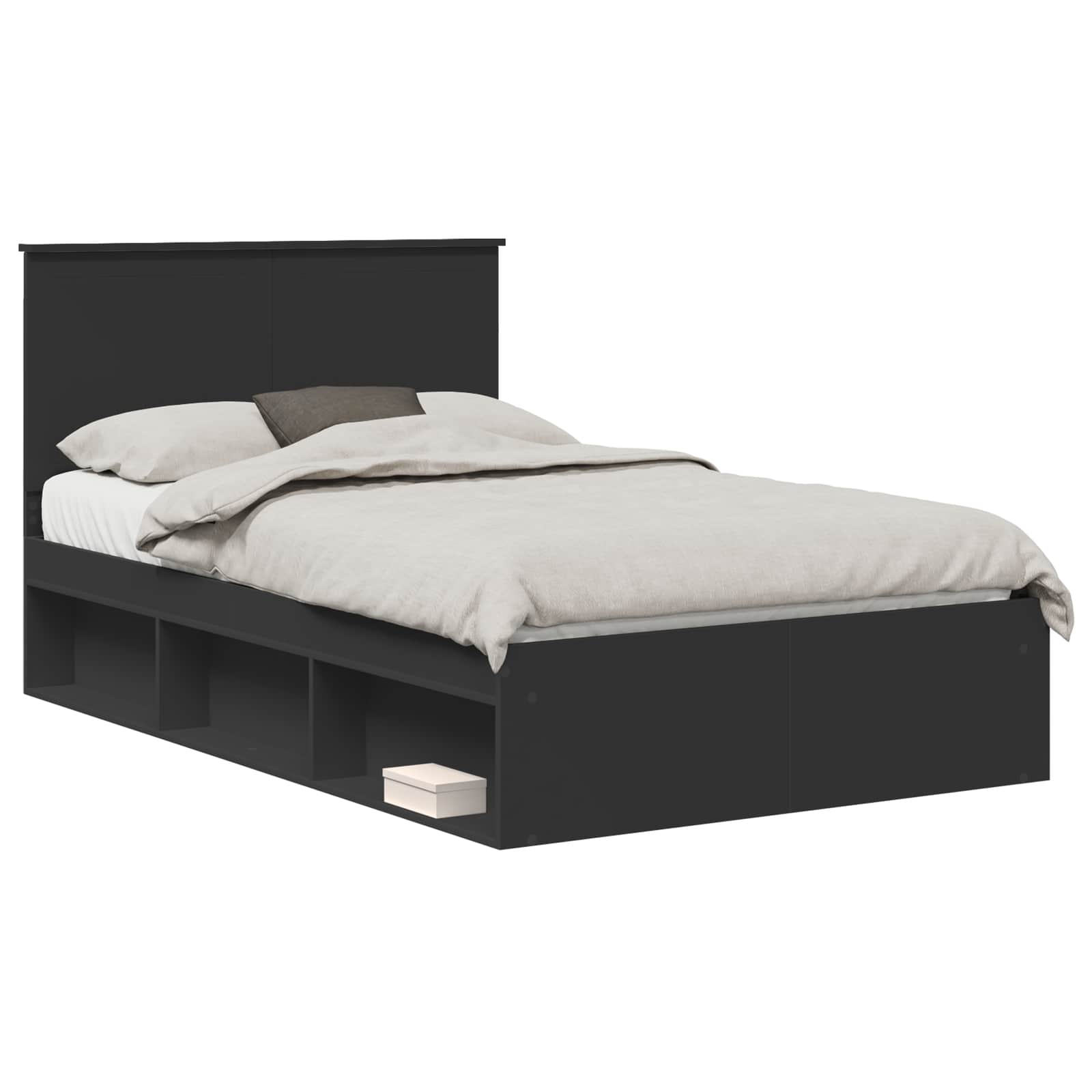 vidaXL Bed Frame with Headboard Black 120 x 200 cm Solid Pine Wood 2